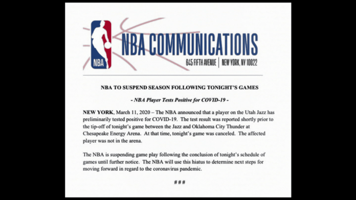 NBA: The NBA Season Gets Suspended After Players Test Positive For Coronavirus